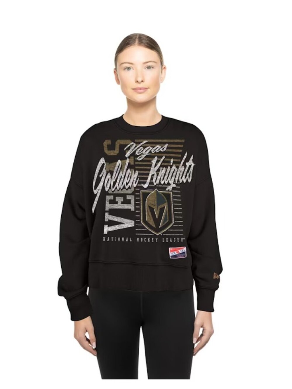 New Era Black X-LARGE Vegas Golden Knights Throwback Women's Washed Sweatshirt